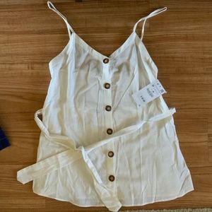 White Button Down Spaghetti Strap